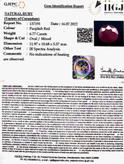 6.77/CT Natural Mozambique Ruby with Govt. Lab Certificate-7881